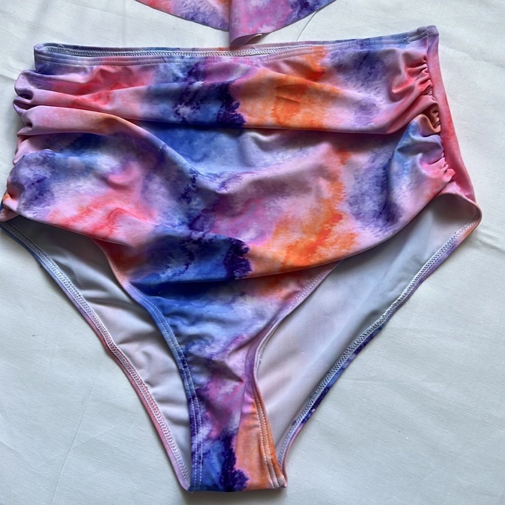 ⭐️FLARED Ruffle Tankini Top High Waisted Ruched Bottom Bikini Set⭐️ - Picture 3 of 6